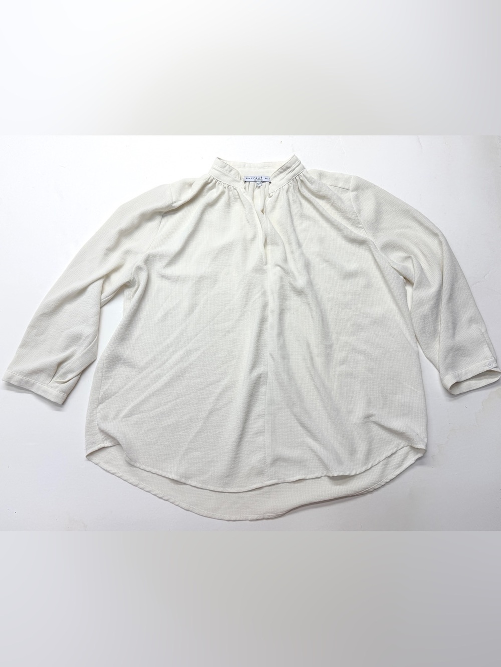 Current Air Cream Split-Neck Long Sleeve Blouse